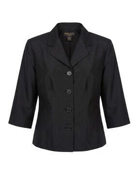Portfolio Louben Black 100% silk blazer size 8 vintage made in Canada